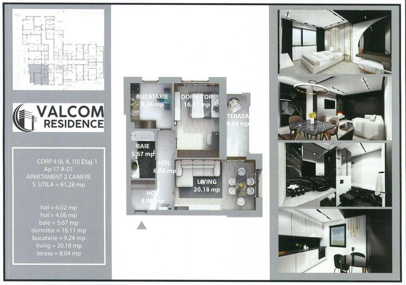 Valcom Residence Bartolomeu, 2 camere, terasa 6.52mp, Comision 0%