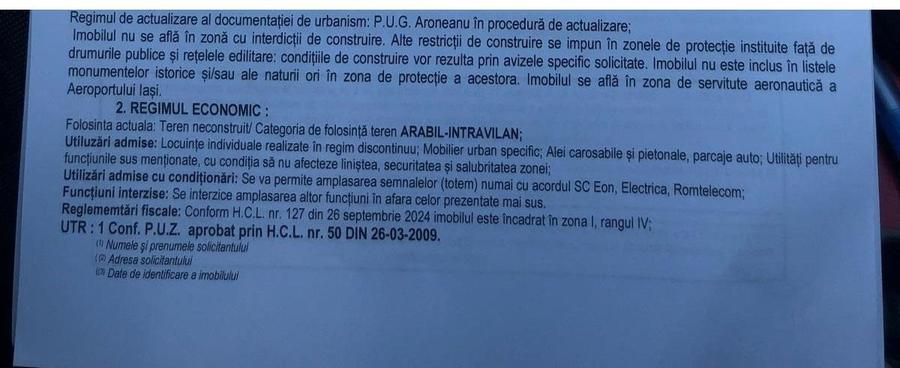 Aroneanu teren 652mp cu utilitati si Certificat de Urbanism