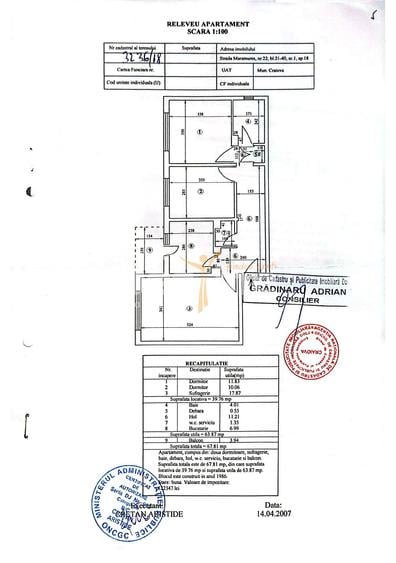 Apartament decomandat 3 camere, cartier Rovine
