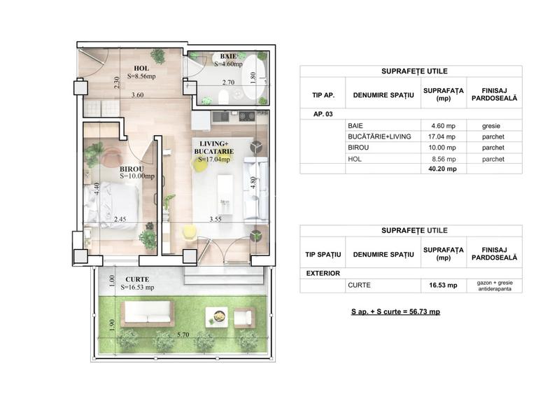 Apartament 2 camere, 40.20 mp, zona Galata - 13