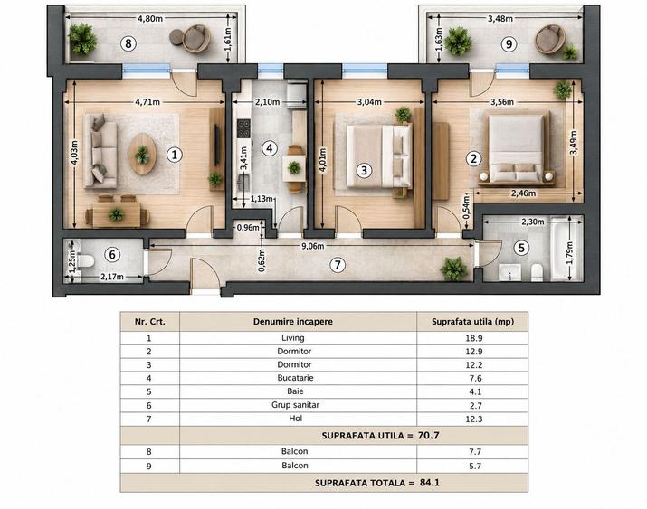 Dimitrie Leonida | Amurgului | Apartament 3 camere mutare imediată