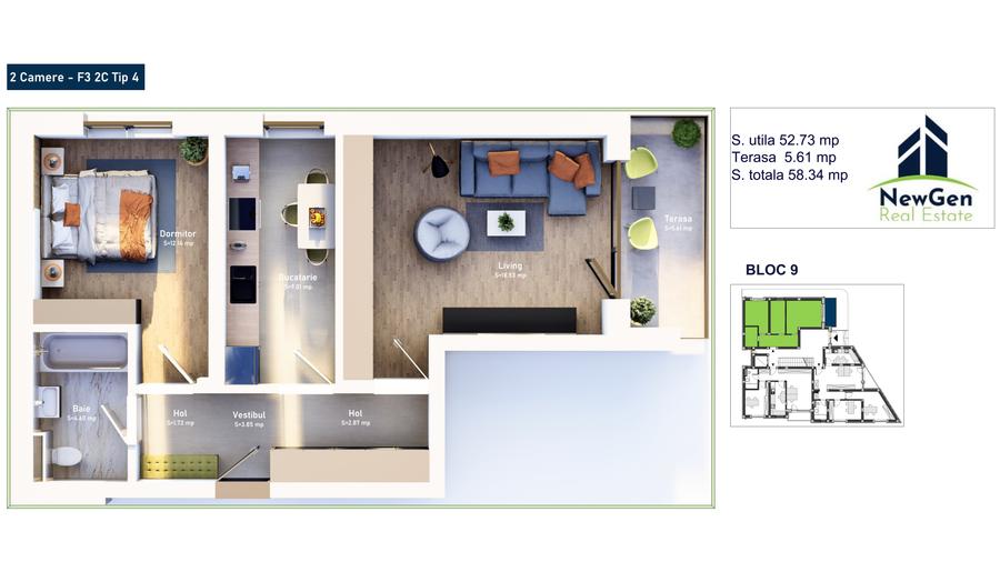 NOVA MEHALA, APARTAMENTE Tip 2C F3 / 4