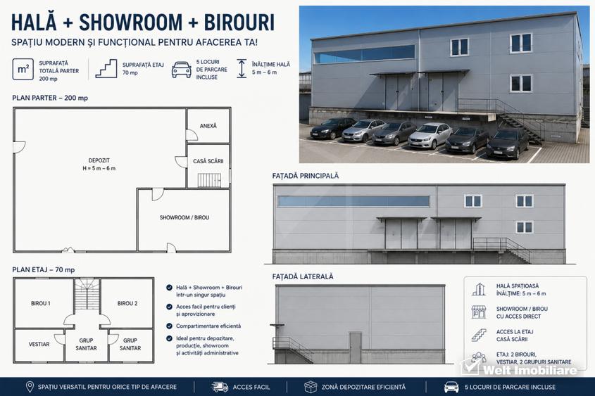 Hala 200mp +70mp birouri, vestiar, zona Lidl - Baciu