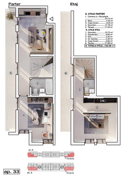 Penthouse 3 camere situat la etajele 5 si 6 in ansamblul The Icon