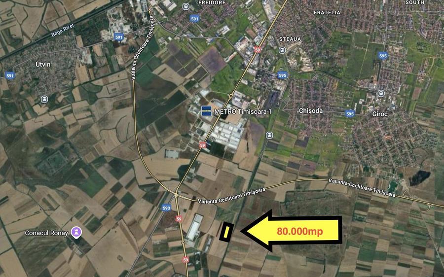 Teren extravilan 80.000 mp – lângă calea ferată & Profi Logistic – Șag