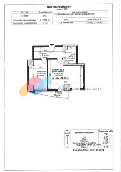 Apartament 2 camere, 52,16 mp, et. 21, West City Tower - 4