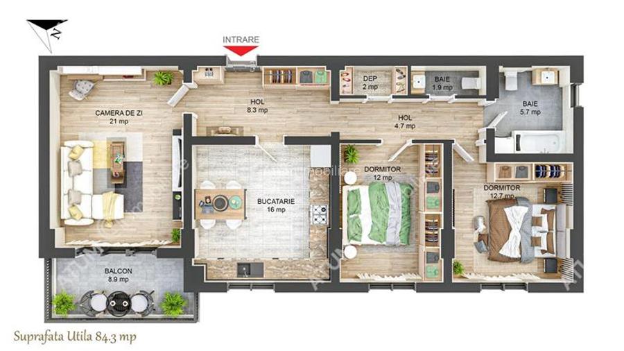 Apartament cu 3 camere decomandate debara si balcon in Sibiu - 5