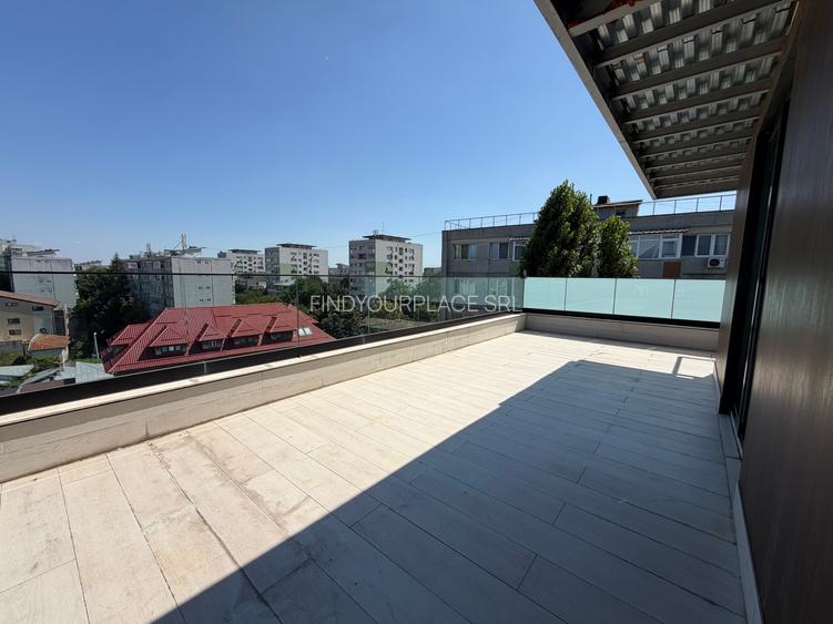 Penthouse în bloc nou boutique,500mp terase,2 parcări incluse
