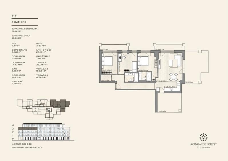 Apartament 4 Camere | 3m Înălțime | Ferestre Floor-to-Ceiling | AVANGARDE FOREST