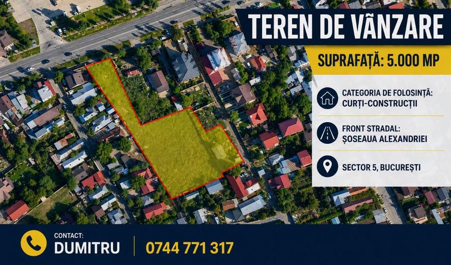 Soseaua Alexandriei, Teren construibil in suprafata de 5000 mp