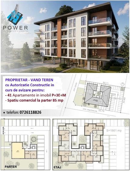 Proprietar - vand teren + proiect - 41 apartamente, P+3E+Er / M Giroc -Tmisoara