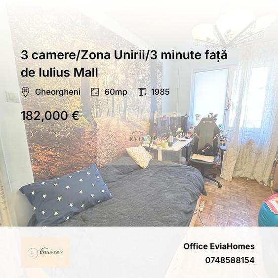3 camere/Zona Unirii/3 minute față de Iulius Mall