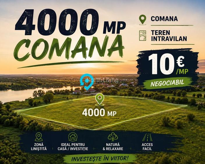 Teren intravilan 4.000 mp Comana (Budeni) | 10 €/mp negociabil | Comis