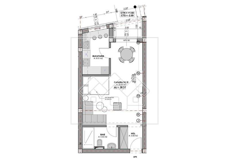 Studio modern,decomandat aer conditionat - 36.51 mpu - 3