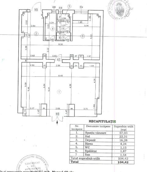 Mosilor, sp. comercial, 105mp, parter, d=9ml, chirie 2000Euro+TVA