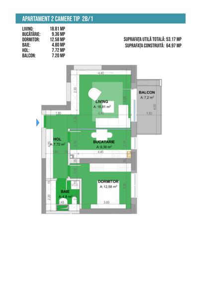 Apartament 2 camere tip B Plaza Residence Faza 6