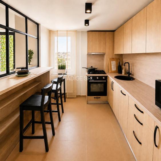 Apartament pe două niveluri cu supantă, mobilier la comandă și loc de parcare
