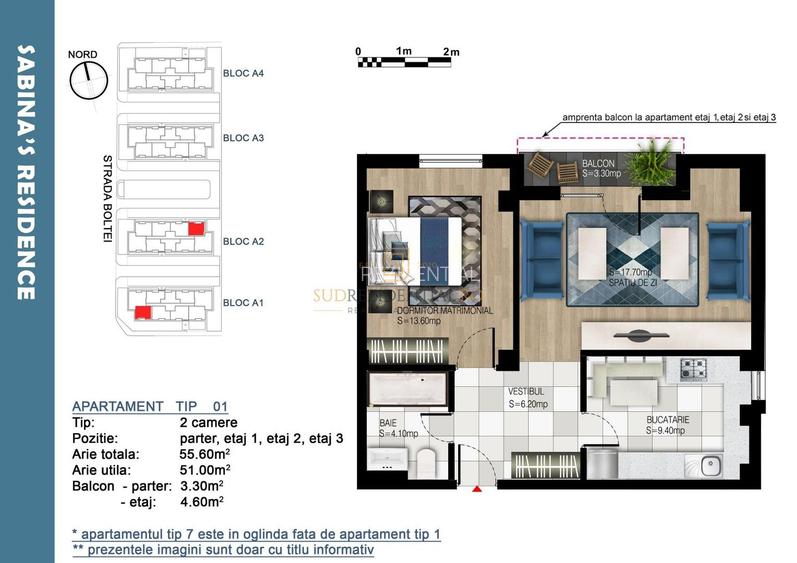 Zona Bd Brancoveanu - Apartament nou, 2 camere, decomandat, mobilat - 12