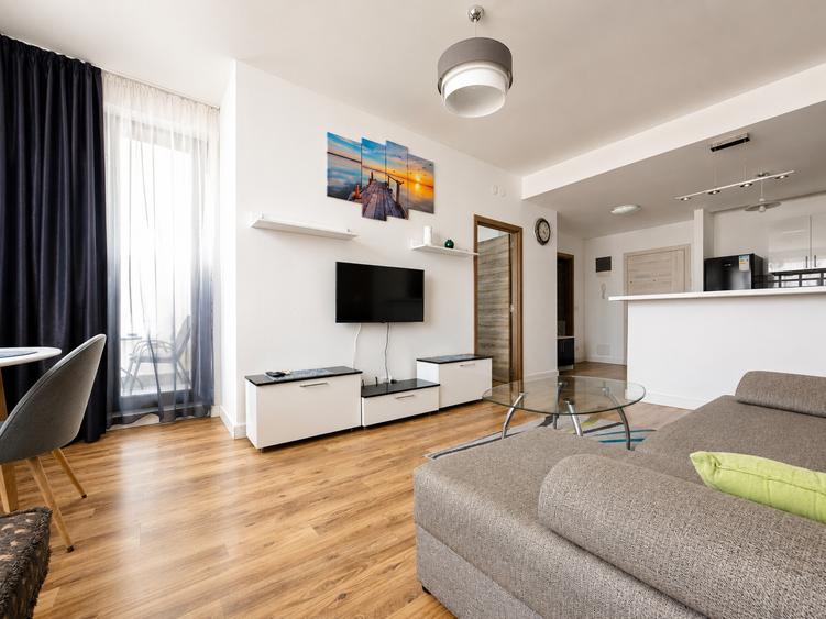 Apartament intr-un complex cu gradina privata si fantani decorative, langa plaja