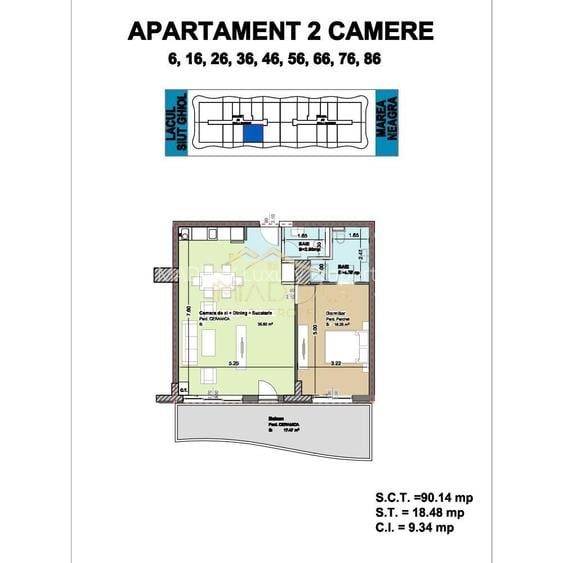 Apartament de vanzare 2 camere + 2 bai I Mamaia Nord I Malul Marii Negre
