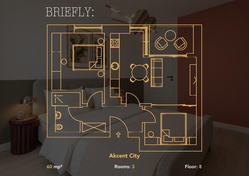 Akcent City – 3 Camere, 60 mp, Parcar -1 Inclusă, Metrou Jiului