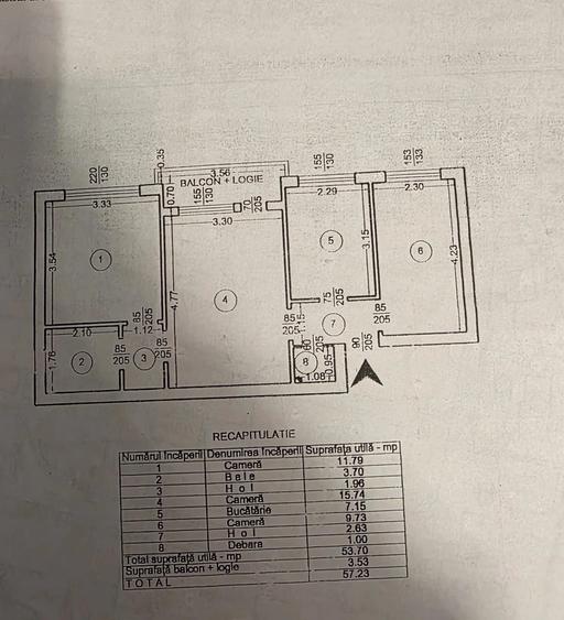 Etaj 3-Tatarasi Tudor Center-3 Camere Semidecomandat 57mp-liber