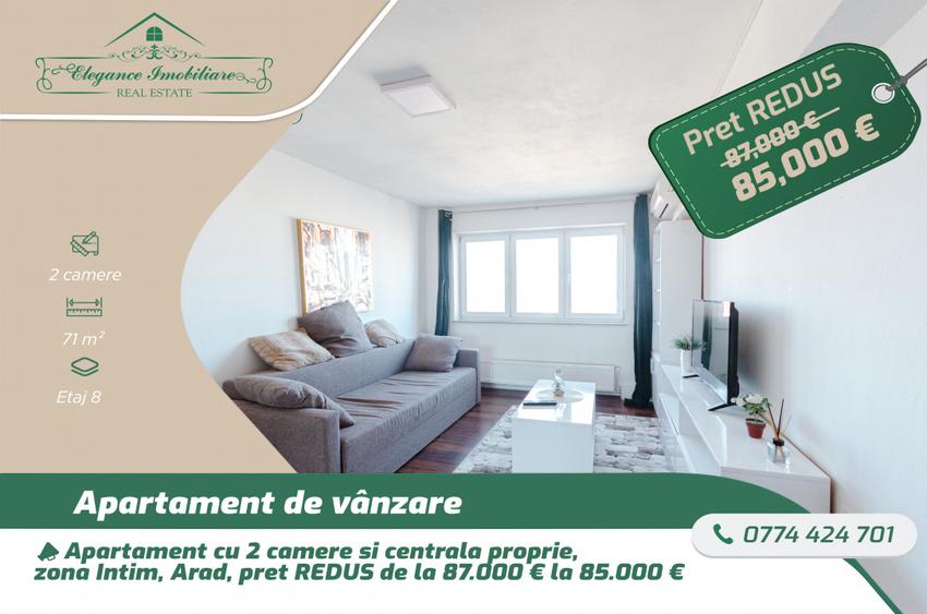 Apartament cu 2 camere, zona Intim, Arad