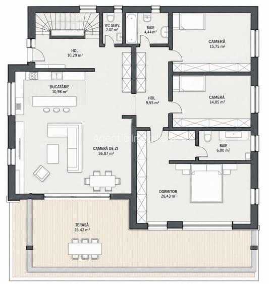 Duplex 4 camere, 170 mp, S+P+ET,  rooftop 100 mp, 4 garaje - 27