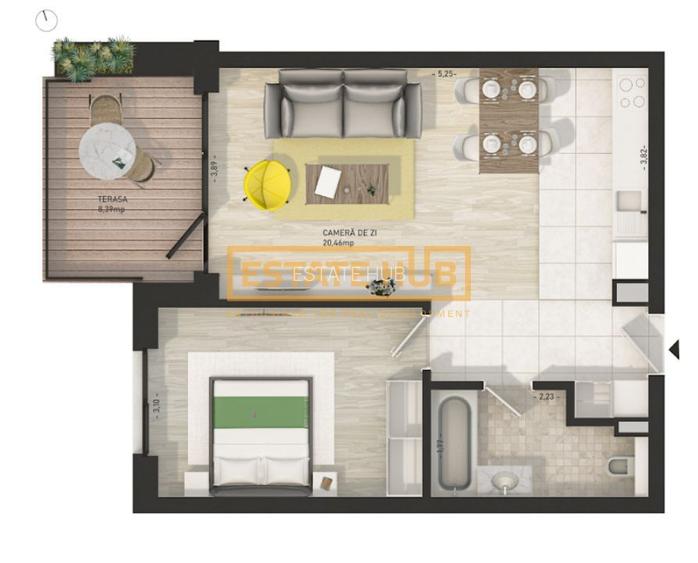 Apartament cu 2 camere și terasă de 8 mp | The Nest - 17