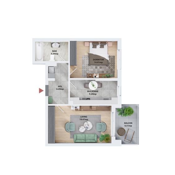 Apartament 2 camere 61.23 mp | Prelungire Ghencea | Promotie |