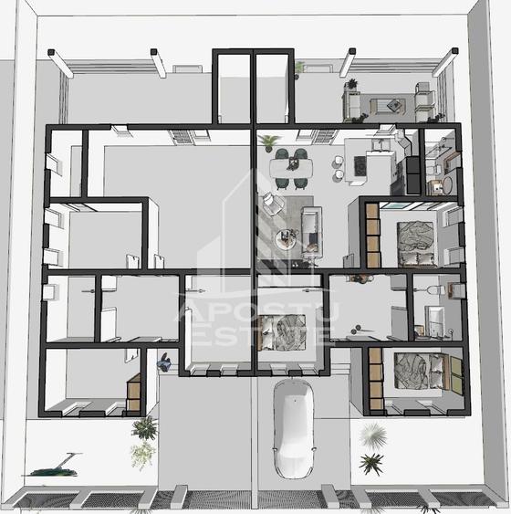 Jumatate de duplex nou cu 4 camere,Parta