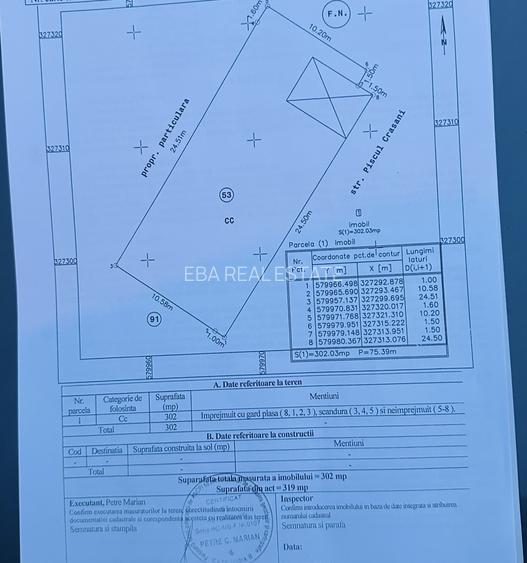 Teren intravilan 302 mp , urbanism , P+4, toate utilitățile, Apusului , sect 6 - 4