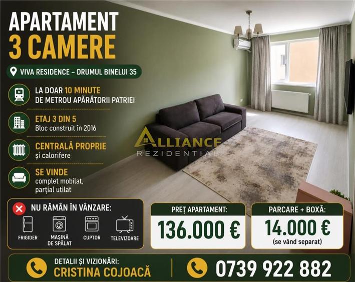 Sector 4 Viva Residence Apartament 3 camere Mobilat