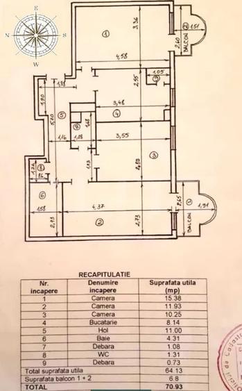 Apartament 3 camere, 64 mp, zona Targu Cucu