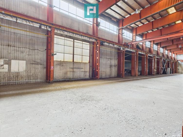 Hală industrială cu pod rulant și parcare betonată