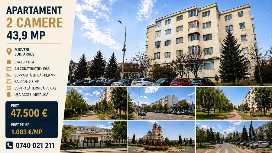 Apartament 2 camere - 44 mp - Et.3|4, Mioveni - 2