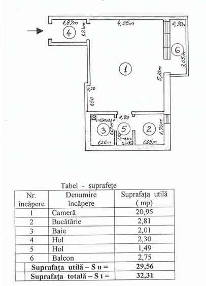 Apartament 1 camera Centru, cu balcon, zona Hotelului Galati(Mercur) - 9