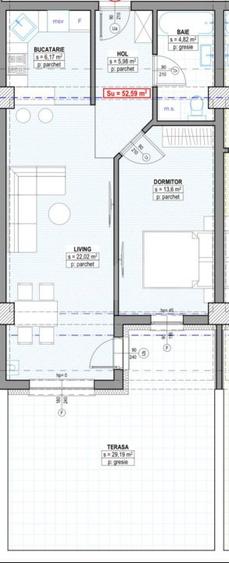 Apartament 2 camere, 58 mp, cu terasa de 68 mp, plata la dezvoltator, Suceava