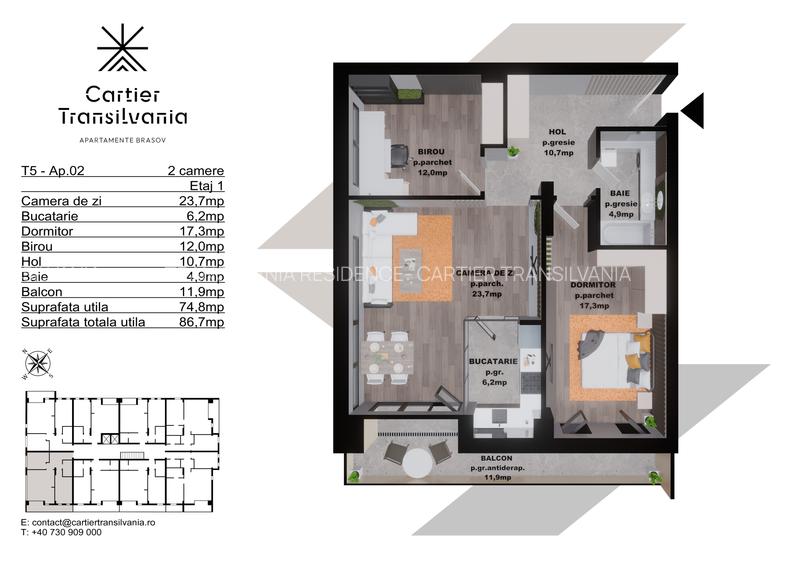 TRANSILVANIA RESIDENCE APARTAMENT 2 +BIROU CAMERE FATADA VENTILATA - 12