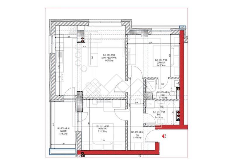 Apartament 3 camere de vanzare in Sibiu - bloc nou, cu lift