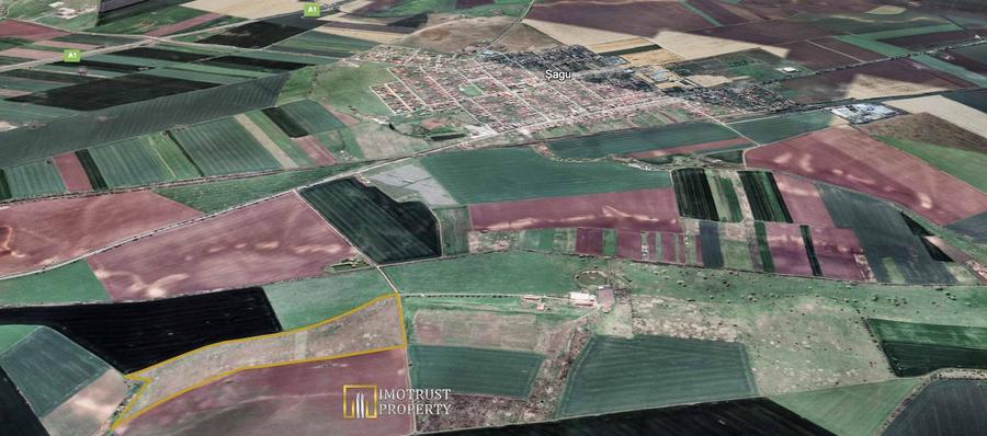 12,28 ha lângă DN69 – teren compact Sagu, 1,06 €/mp