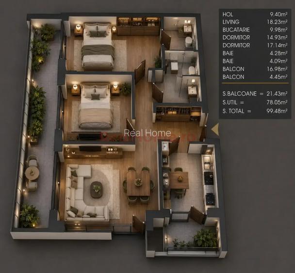 3 Camere | premium | 4 lifturi | 9 min Metrou | finalizat - 2