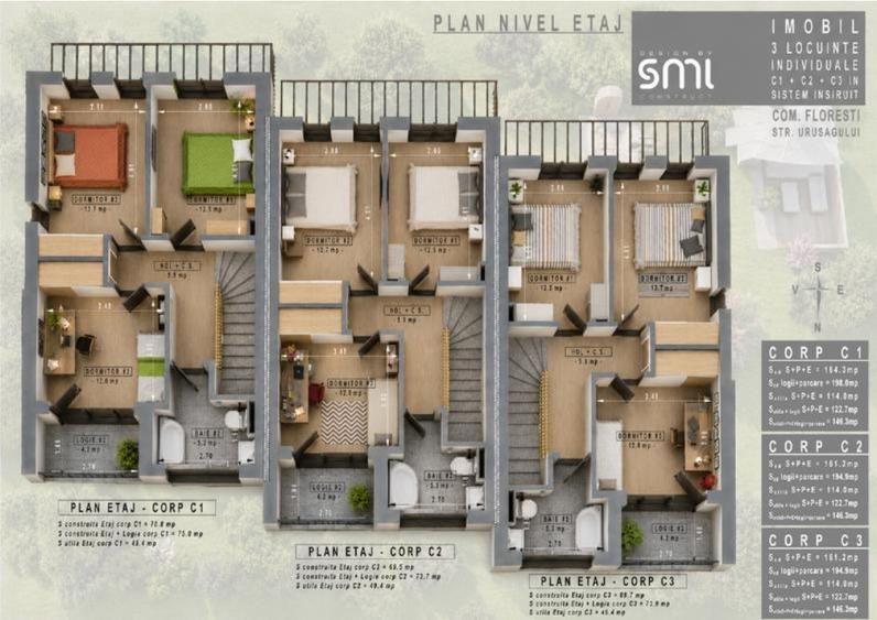 Teren cu autorizatie triplex in Floresti zona Terra