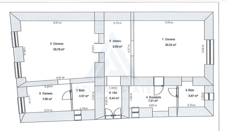 Apartament ultracentral 3 camere 91 mp utili 2 bai pe Mitropoliei