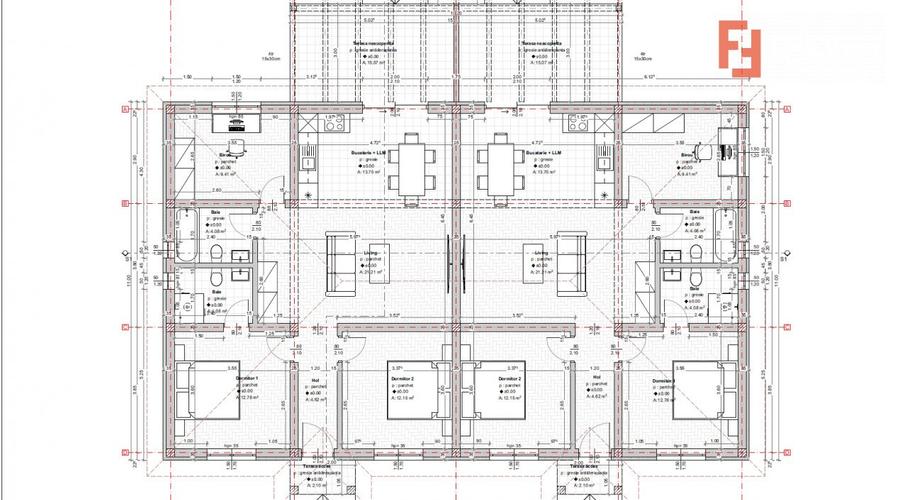 Duplex 4 camere, Sacalaz - Proiect nou - V7420