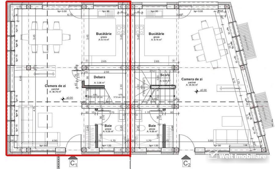 Duplex 4 camere, S+P+M, 156 mp utili, 280 mp teren,Dambul Rotund, zona linistita