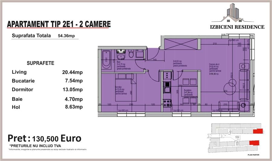 Apartament 2 Camere TIP 2E1 in complex Izbiceni Residence