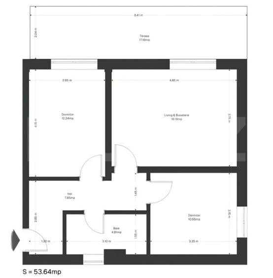 Apartament 3 camere, 53 mp utili+ 17 mp grădină, zona Ghirodei