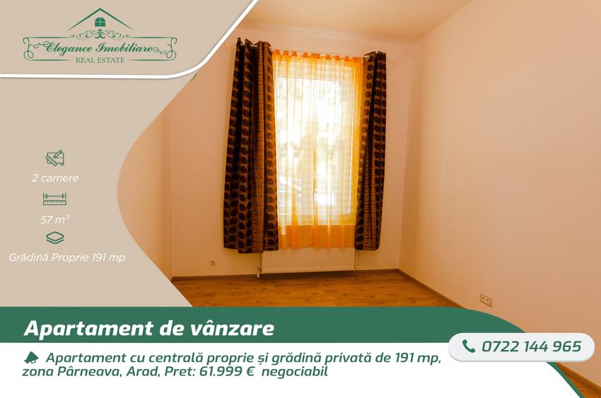 Apartament cu centrală proprie și grădină privată de 191 mp, zona Pârneava, Arad
