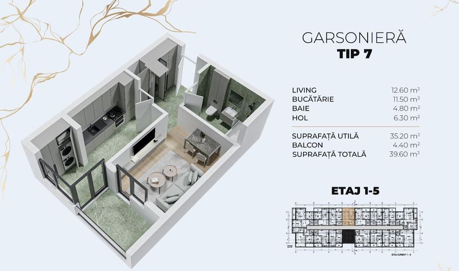 Garsoniera de vanzare Etaj 1!